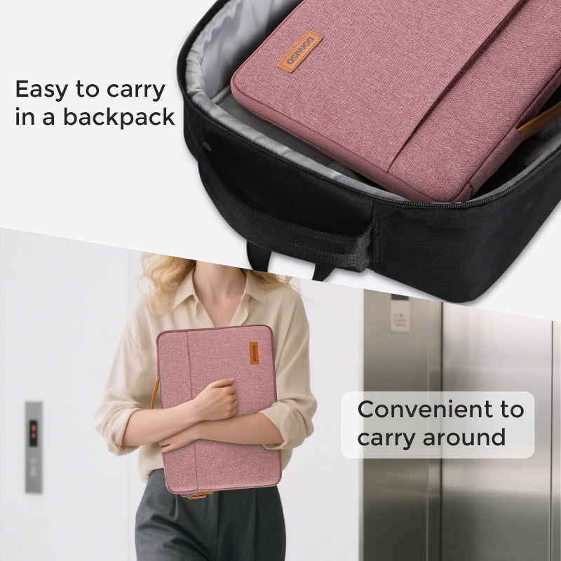 DOMISO 15.6 inch Laptop Case Sleeve Protective Cover Compatible with 16 inch MacBook Pro M4 M3 M2/Pro Max,15.6-16 inch HP Dell ASUS Lenovo Chromebook,Waterproof Computer Cases Bag with Handle,Pink - Image 5